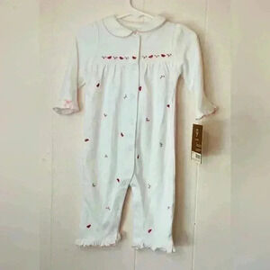Baby Girl New Carter's 9 Month White & Red Fruit Outfit watermelon embroidered